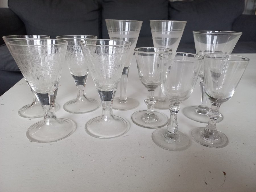 Vintage SNAPSGLAS 10 st blandad lot