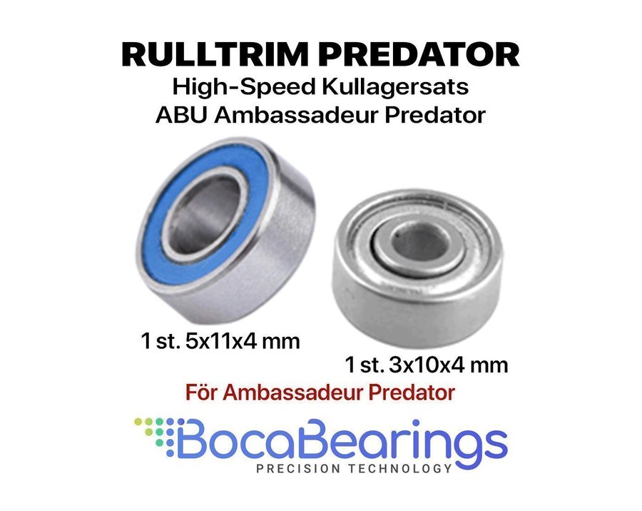Kullagersats till ABU Ambassader Predator - Rulltrim 5x11x4 mm + 3x10x4 mm