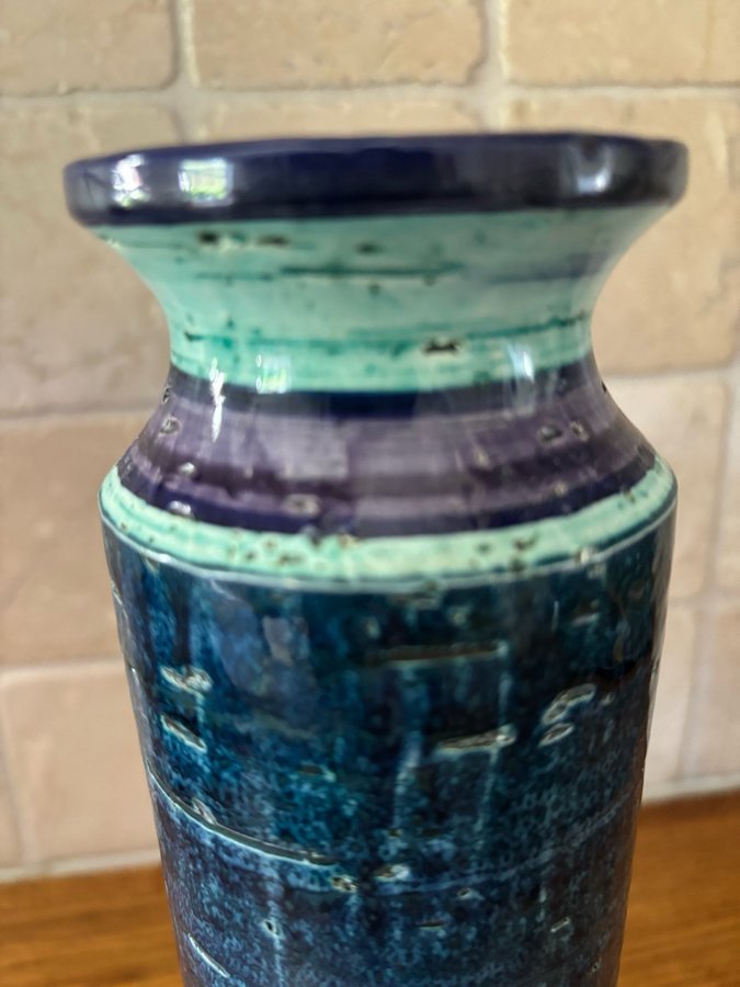 Vas keramik retro blå grön lila