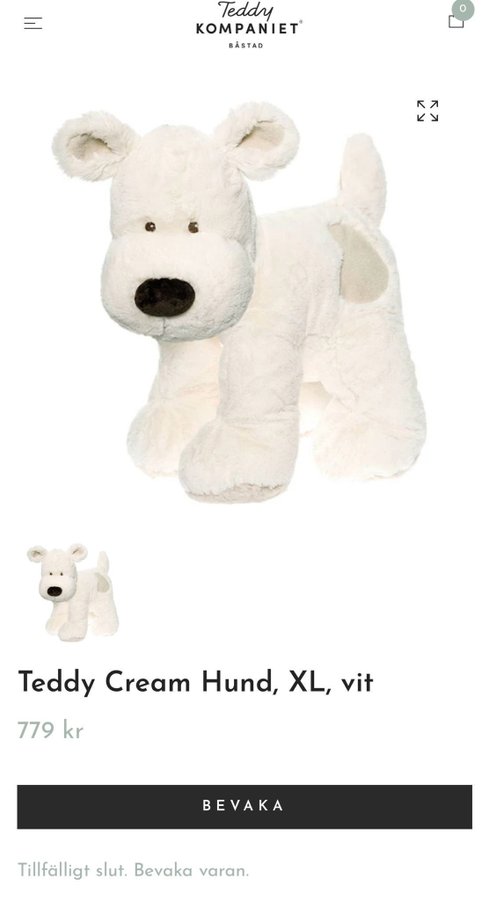 Helt NY stor 50 cm Teddykompaniet hund babypresent barn gosedjur nyfödd