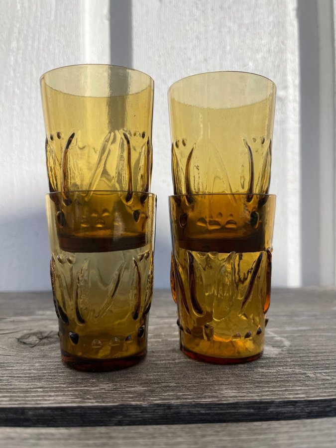 4 st snapsglas av Bengt Edenfalk för Skruf - retro glas - vintage inredning