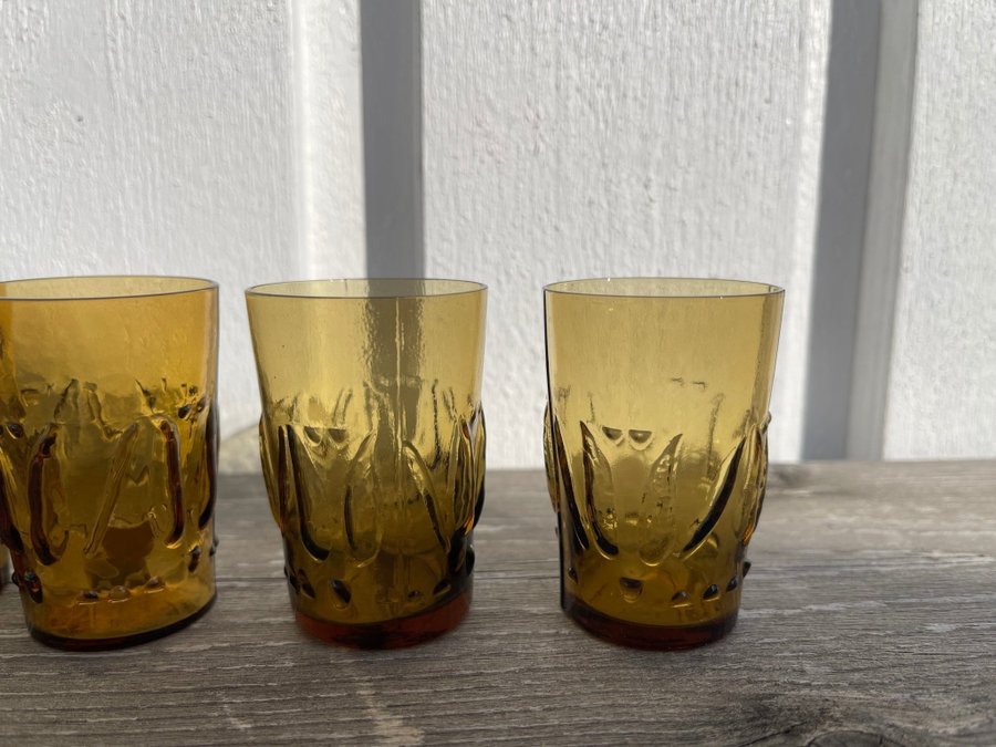 4 st snapsglas av Bengt Edenfalk för Skruf - retro glas - vintage inredning