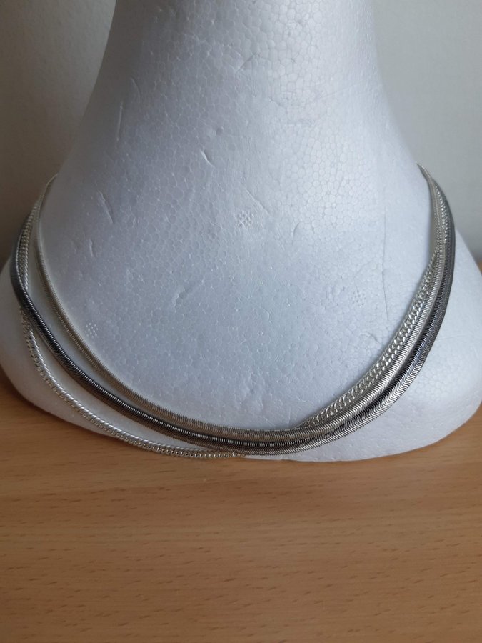 Sterling silver 925- halsband med 3 hängare -SAFIRA/ Halsband metall 3 rader