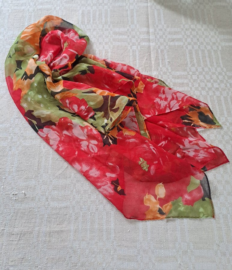 Sjal scarf halsduk i tunt siden silke 75 x 80 cm