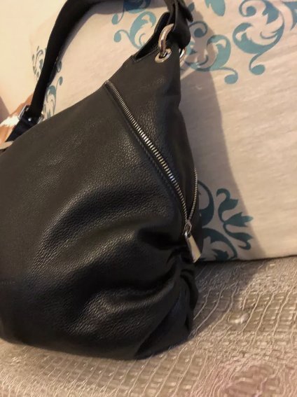 Coccinelle Black Medium Leather Side Zip Hobo Shoulder Bag