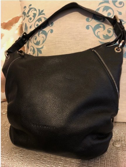 Coccinelle Black Medium Leather Side Zip Hobo Shoulder Bag