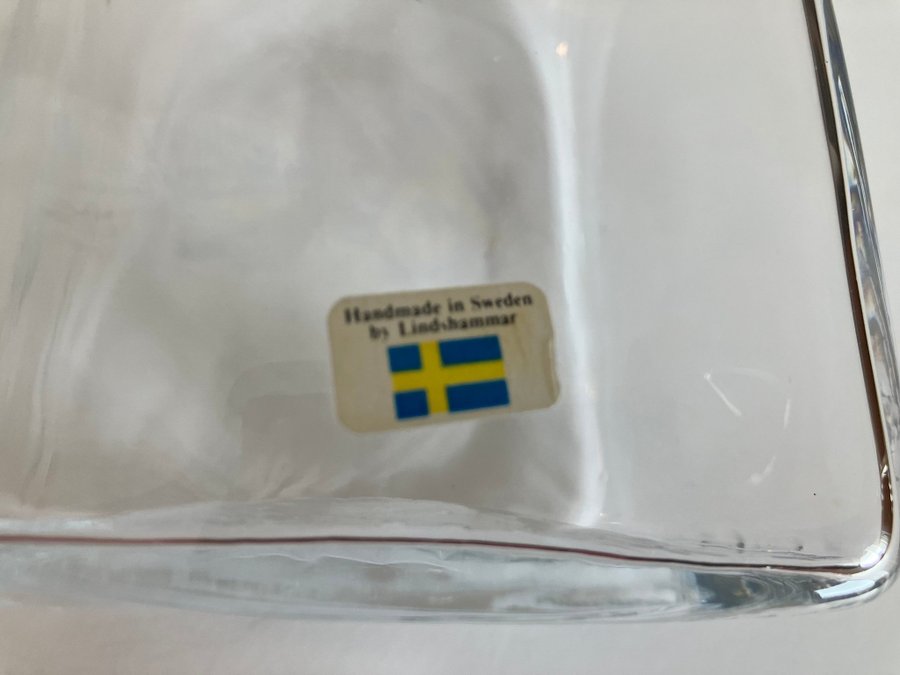 GLASKARAFF LINDSHAMMAR SWEDEN etikettmärkt retro fint skick
