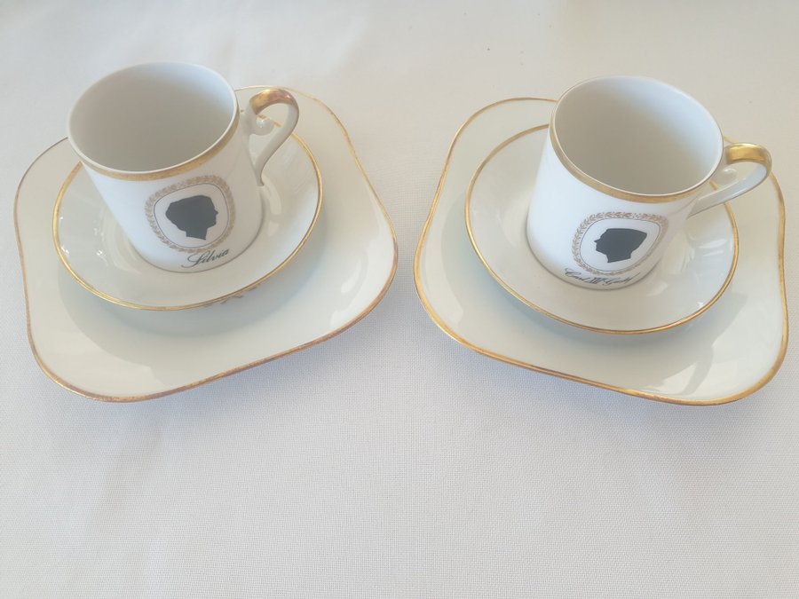 Two sets of porcelaine for Wedding of King Carl XVI Gustaf of Sweden and Silvia