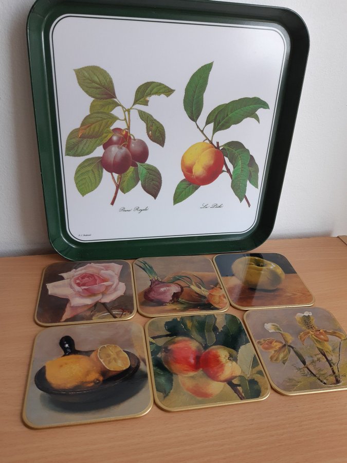 Bricka FRUITS Melamin/ 6-p coasters Yderängen Sweden