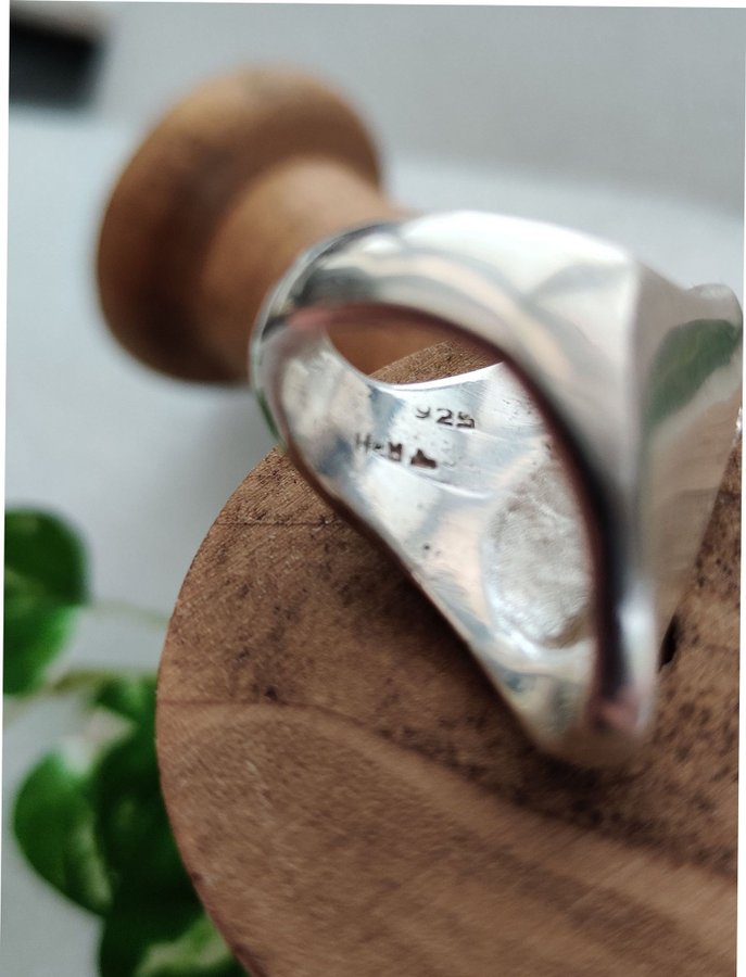 Stor Vintage silver ring abstrakt öppning delad mexico taxco 925 borstad blank