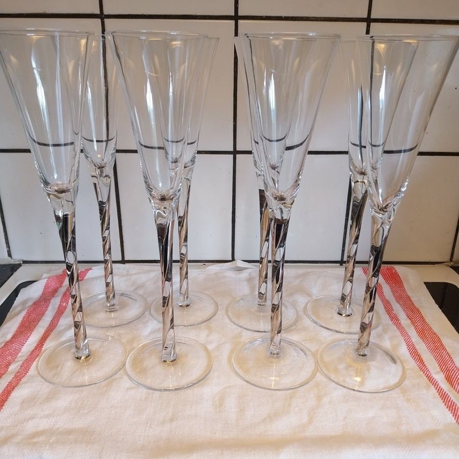 Vackra vintage champagneglas design hantverk munblåsta