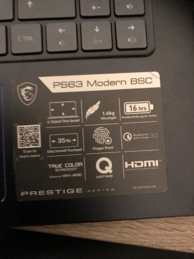 MSI Prestige Gaming Laptop Nyskick Setup Defekt skärm