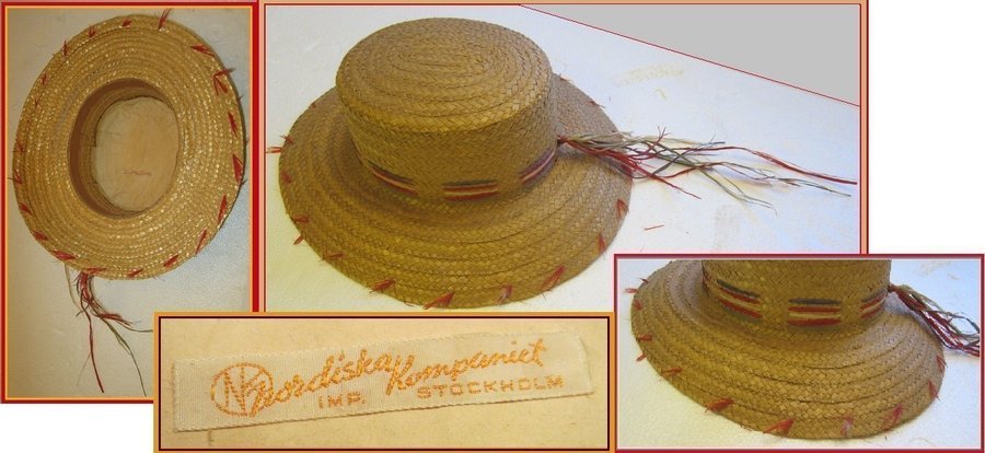 Vintage Sommarband hatt / kvinna halm hatt speciellt för NK(Nordiska Kompaniet)