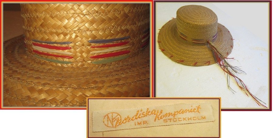 Vintage Sommarband hatt / kvinna halm hatt speciellt för NK(Nordiska Kompaniet)