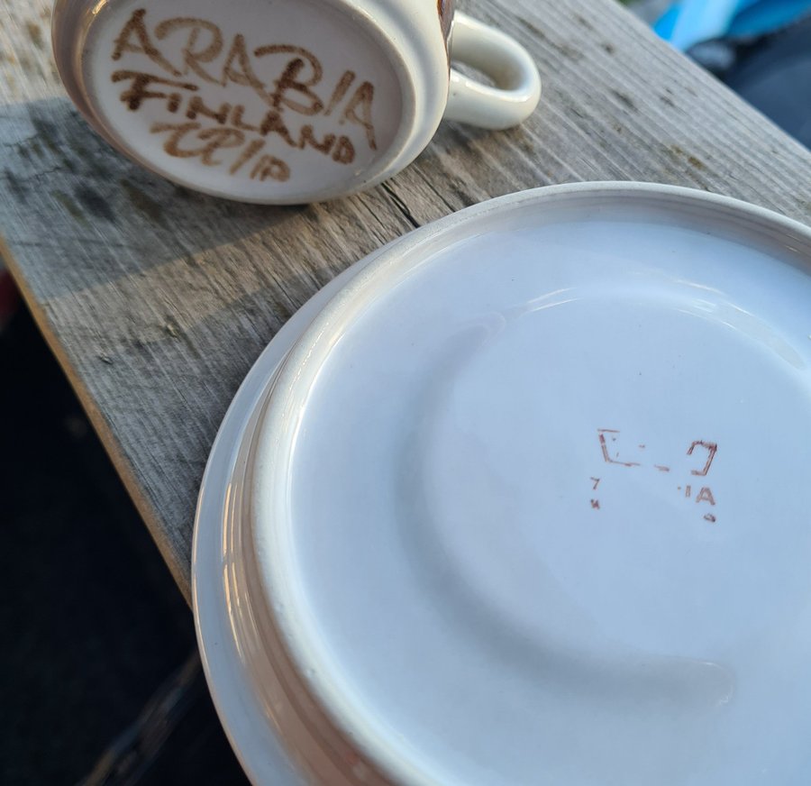 Arabia Rosmarin espressokopp med fat Ulla Procopé vintage