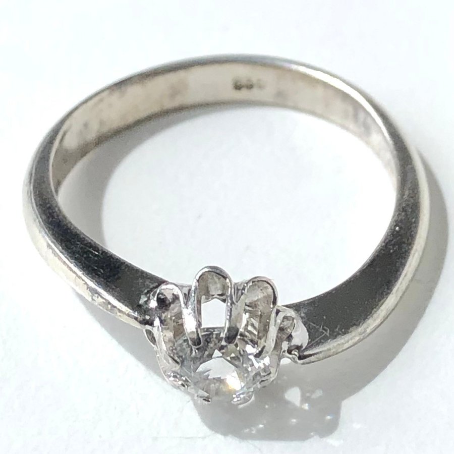 835 silver vit sten ring - enstensring