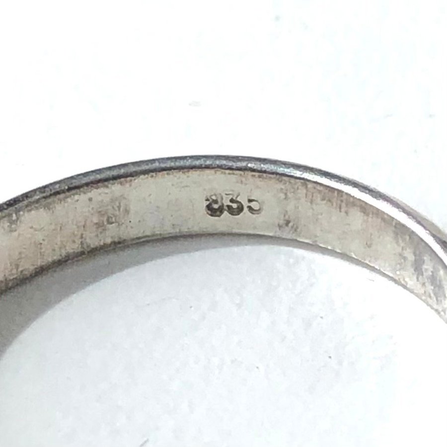 835 silver vit sten ring - enstensring
