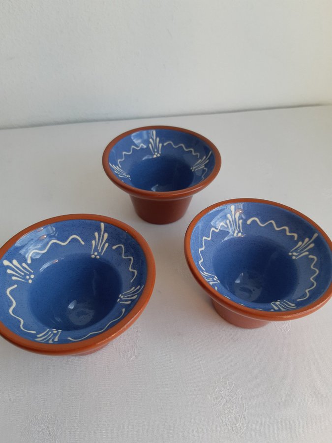 Nittsjö Keramik Sweden: 3 st äggkoppar med skål
