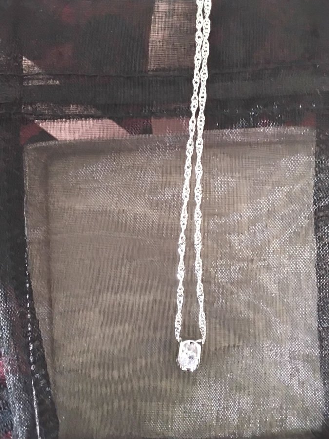 Silverhalsband sterling S925 berlock hjärta med stor zircon silverpläterat 925