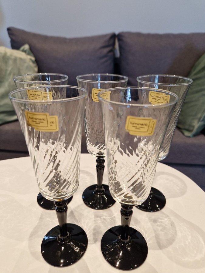 Champagneglas Proseccoglas Bubbel Luminarc France Swirl Onyx Retro Vintage Glas