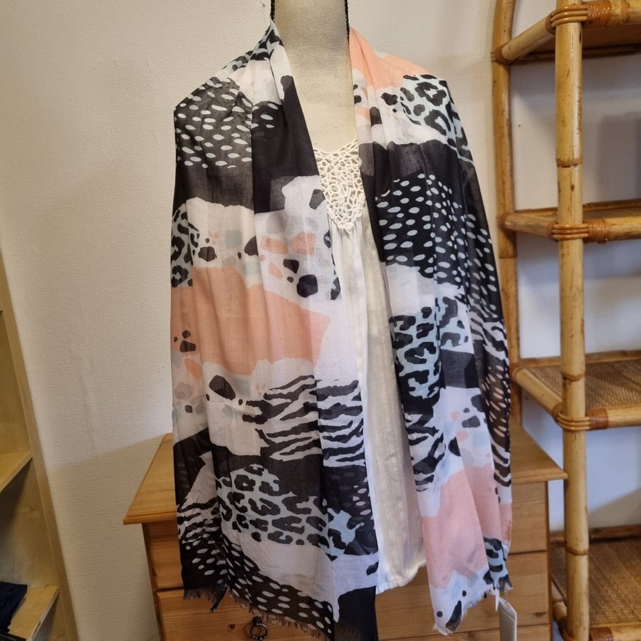 Scarf Designers svart rosa beige och vit halsduk