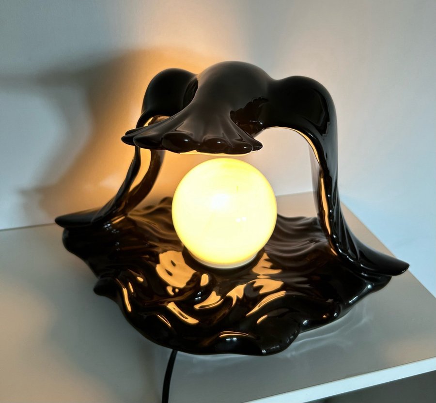 Vintage bordslampa fågel svart keramik Art deco - stil utmärkt skick!