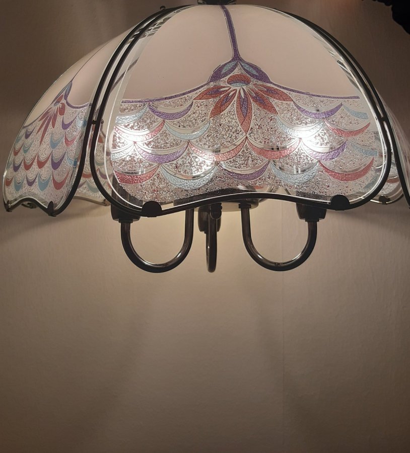 RETRO TAKLAMPA HÄNGLAMPA PENDELLAMPA METALL GLAS LAMPA BELYSNING INREDNING