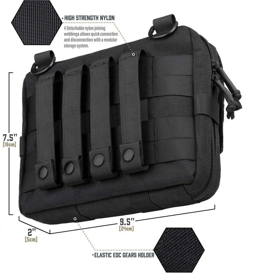 NY Tactical Molle verktygsväska | Svart | 24 x 19 x 2 cm | Nypris 289kr