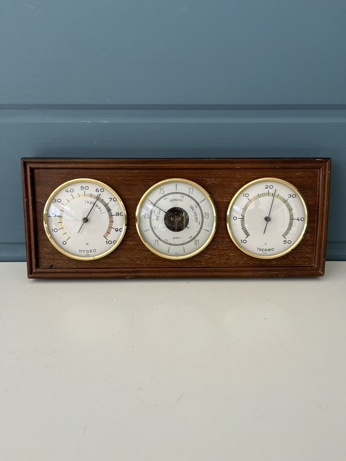 Väderstation barometer trä mässing Gischard Germany 1960-/1970-tal