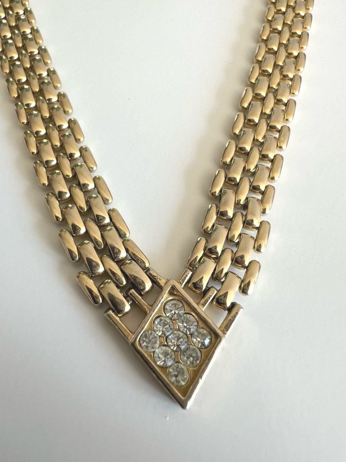 Vintage 1980-tals halsband med strass