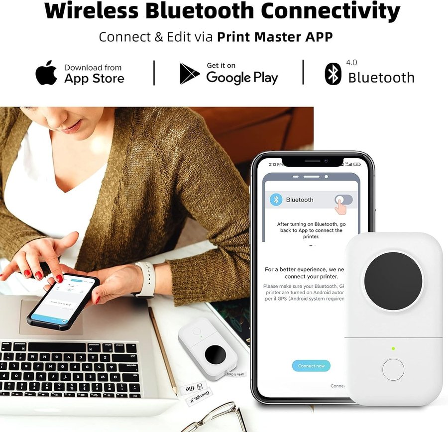 [NY] Phomemo D30 Bärbar Etikettskrivare Bluetooth Termisk etikettmaskin skrivare