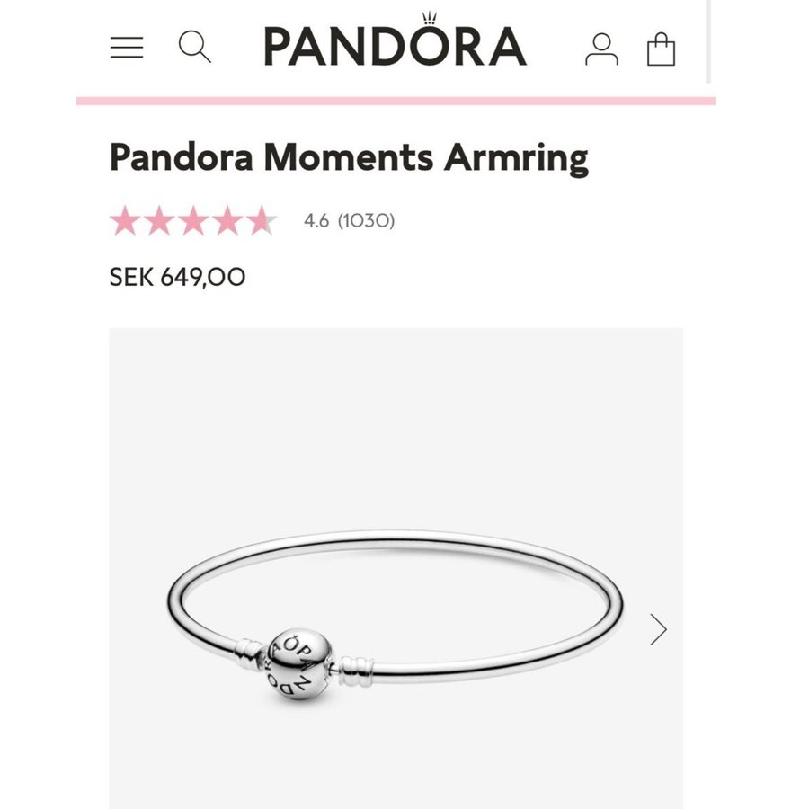 Nytt! Pandora armring med strasstenar och hundcharm (Ordinarie pris 649kr)