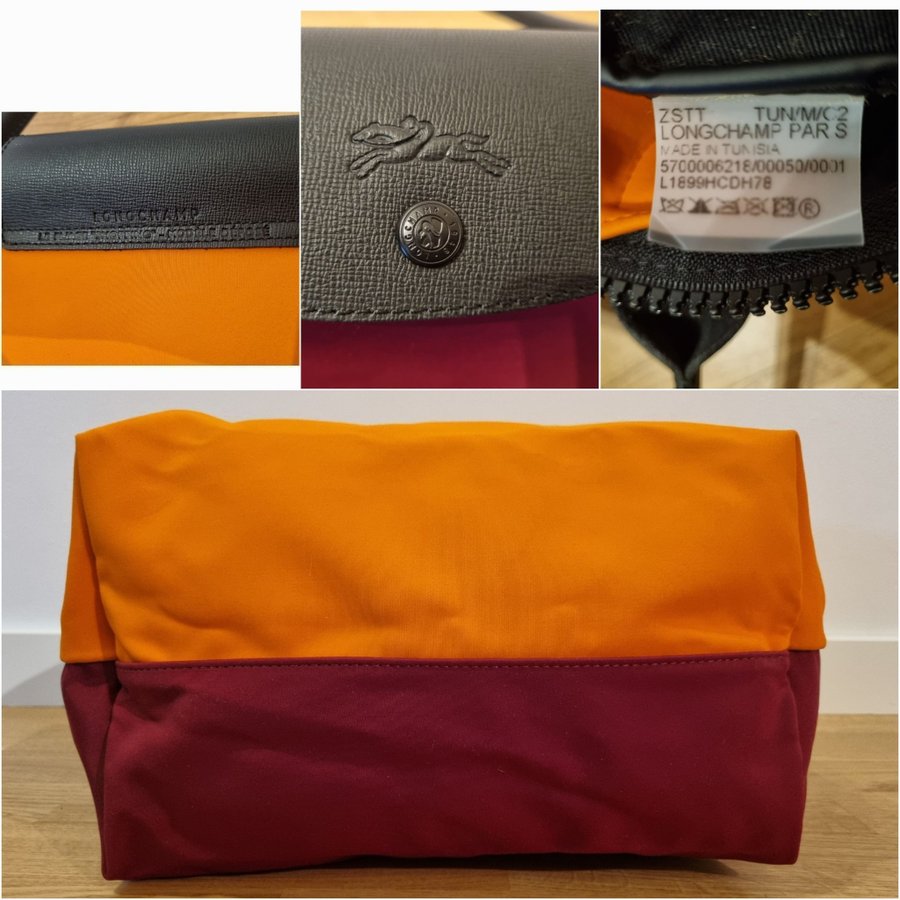 Longchamp Le Pliage Collection L Tote bag Orange/Burgundy Canvas