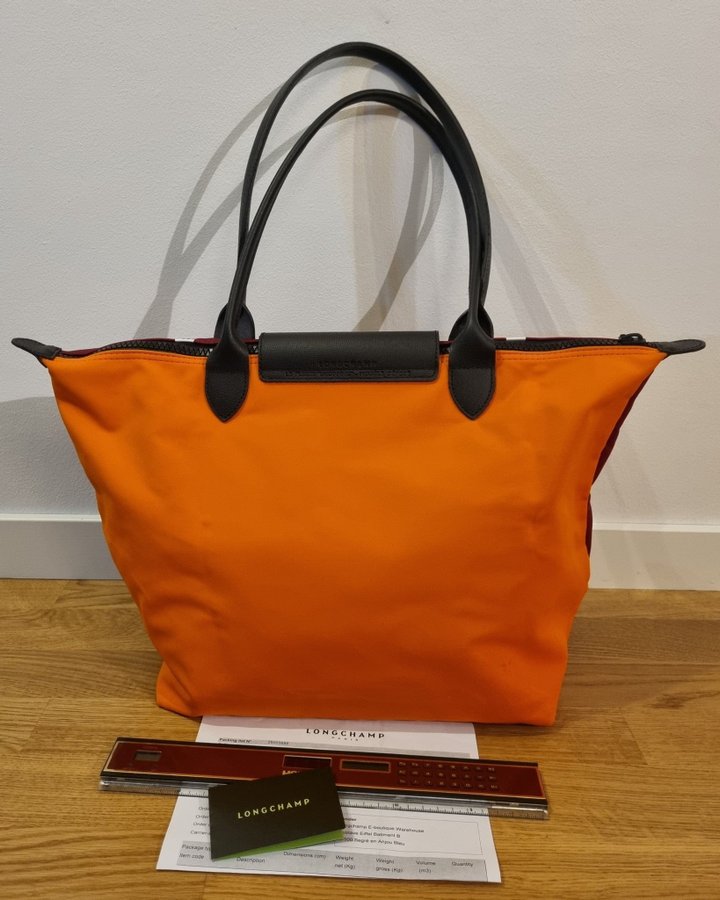 Longchamp Le Pliage Collection L Tote bag Orange/Burgundy Canvas