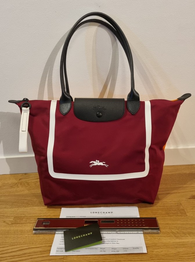 Longchamp Le Pliage Collection L Tote bag Orange/Burgundy Canvas