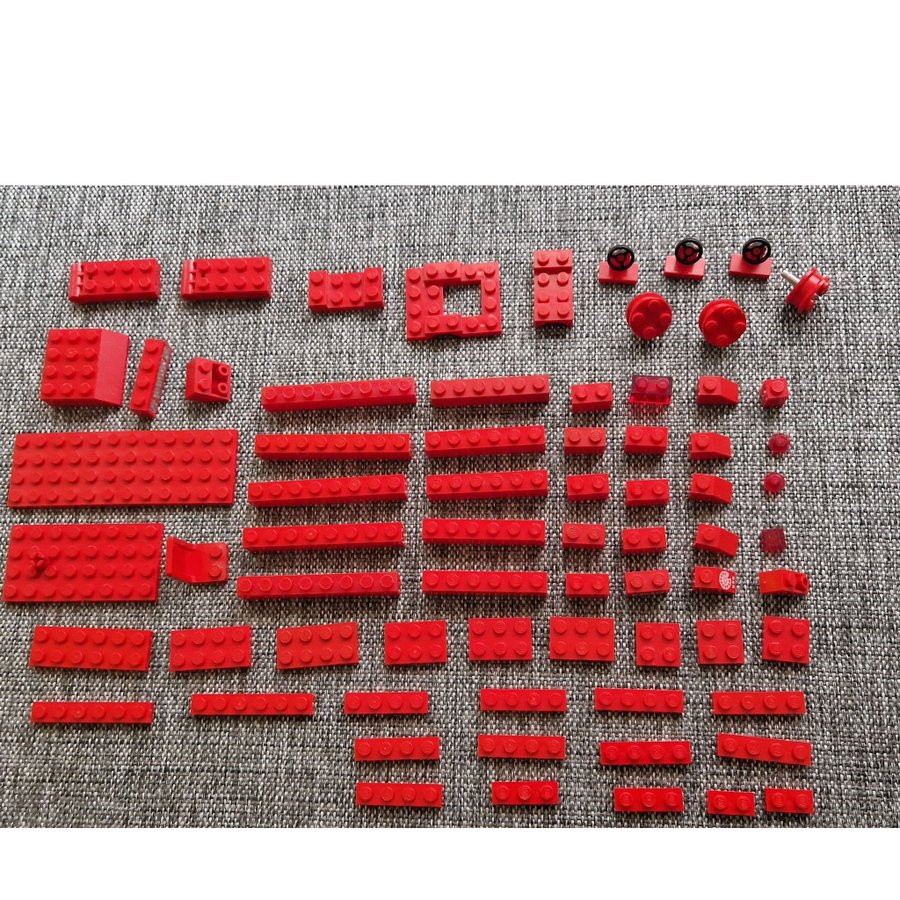 Rött lego blandat 283 bitar