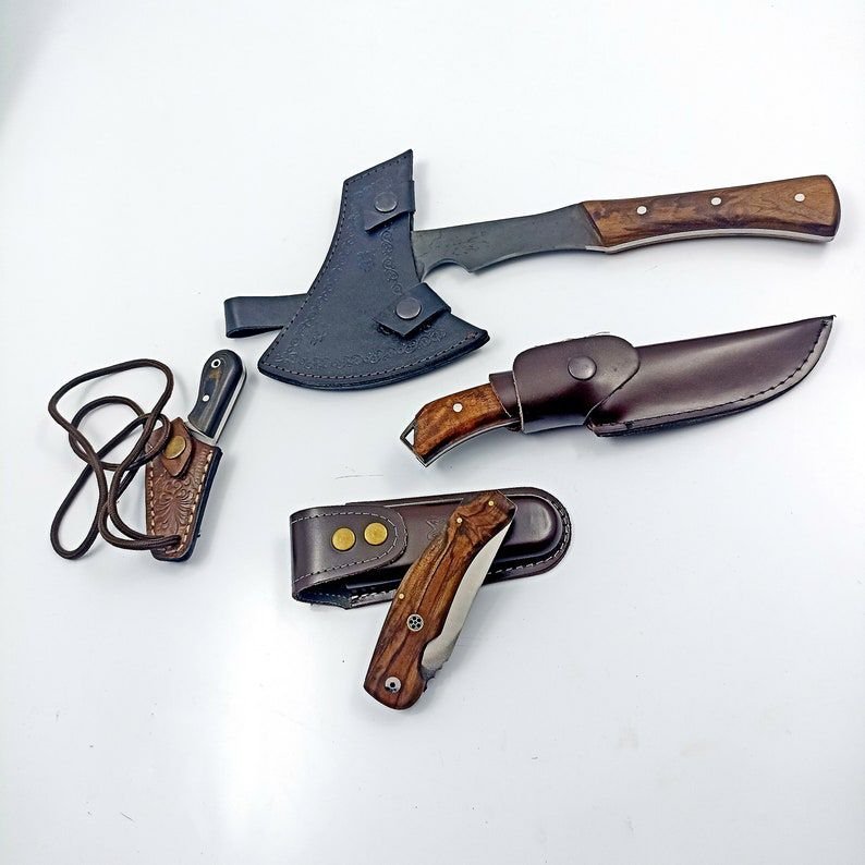 4 pcs Outdoor And Camping Equipment Set Bushcraft Knife Handmade Pocket Knife