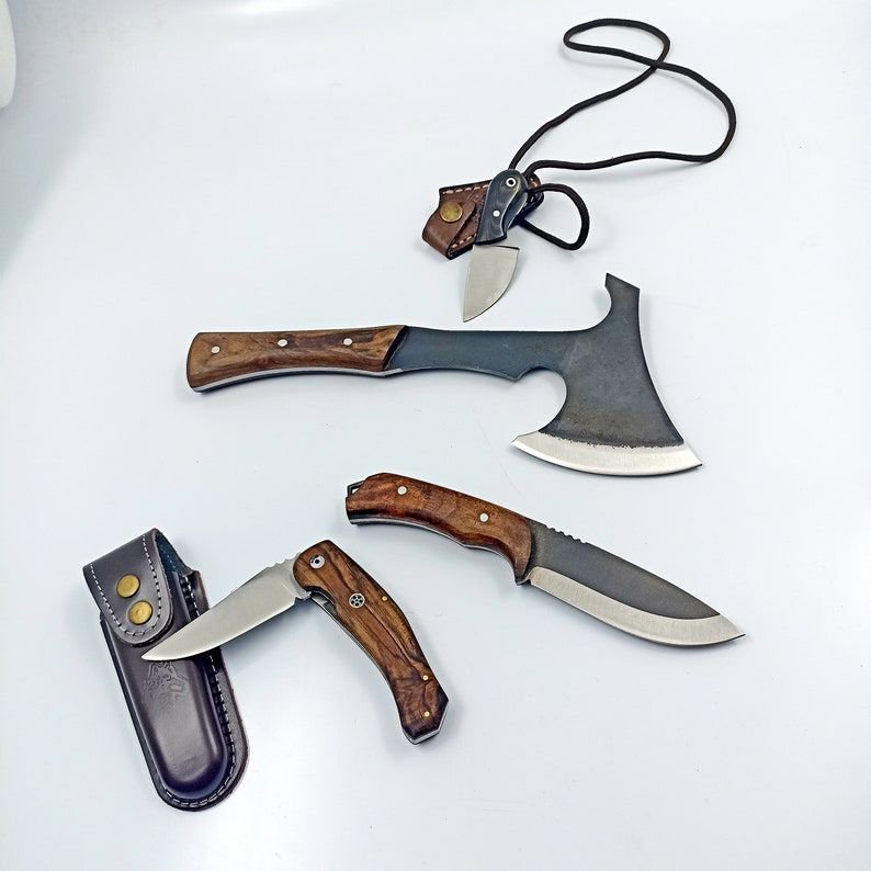 4 pcs Outdoor And Camping Equipment Set Bushcraft Knife Handmade Pocket Knife