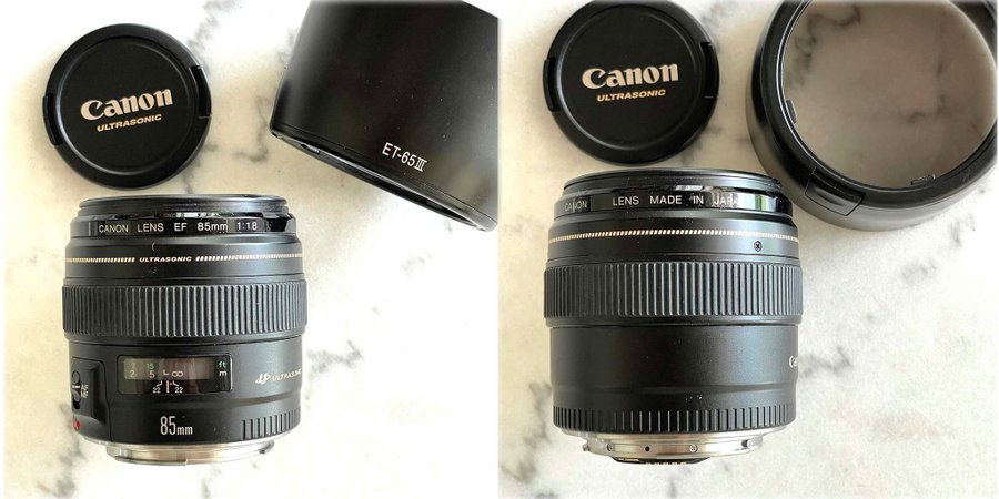 Canon EF 85mm f18 USM + ET-65 III Hood Made in Japan 85/18 85/18