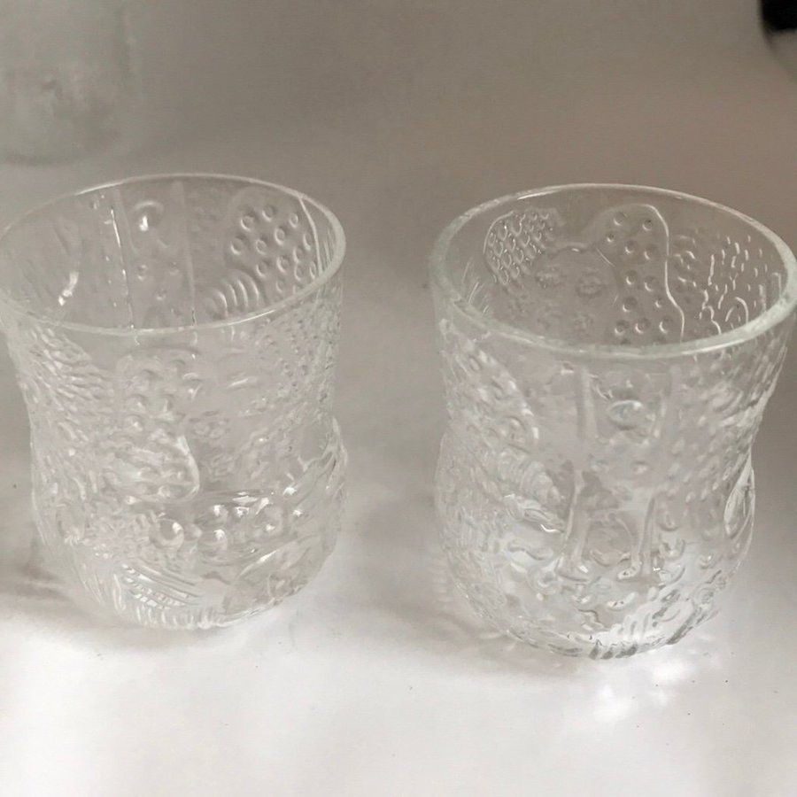 Tio små fina glas Höjd 5 cm Fauna från Nuutajärvi Oiva Toikka