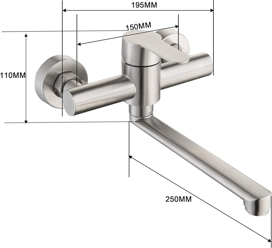 NY Köksblandare enkelhållare | Vridbar | Lång version 250mm | Ordpris 499kr