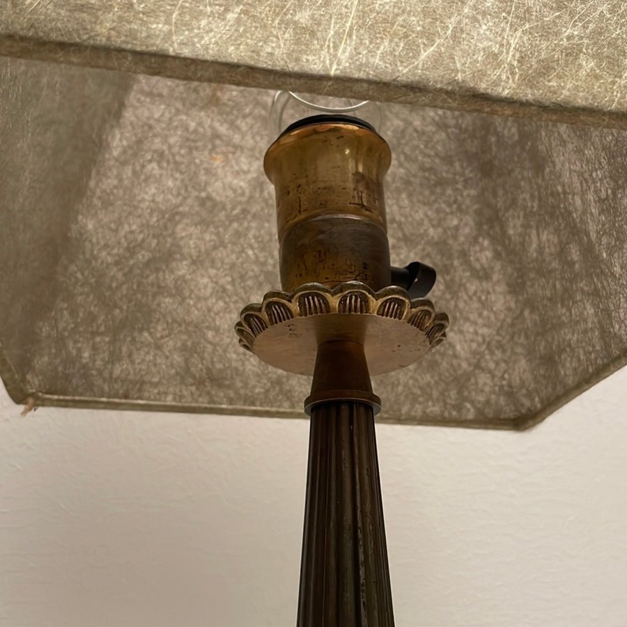 Vintage Bordslampa Empirstil Mässing 1900-tal med Lampskärm