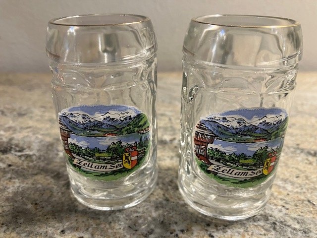 Vintage 4 st snapsglas med motiv från Zell am See Österrike