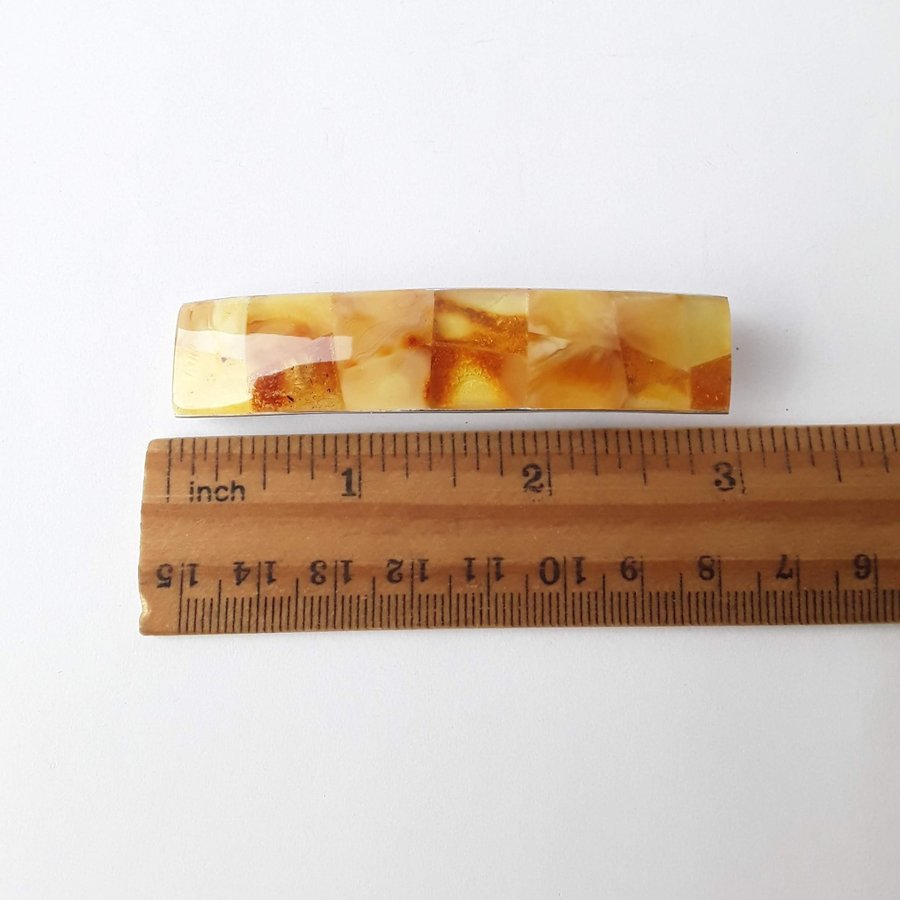 Baltic amber hair clip Metal long hair barette decorated with gem amber hair pin