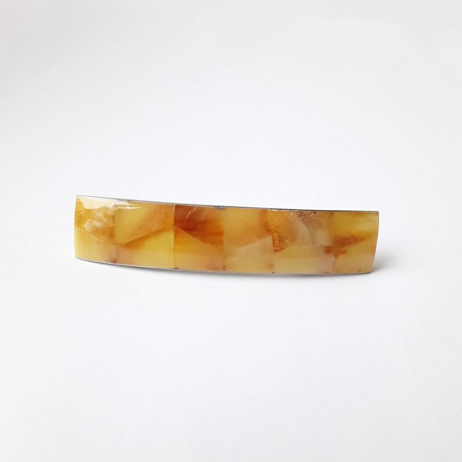 Baltic amber hair clip Metal long hair barette decorated with gem amber hair pin