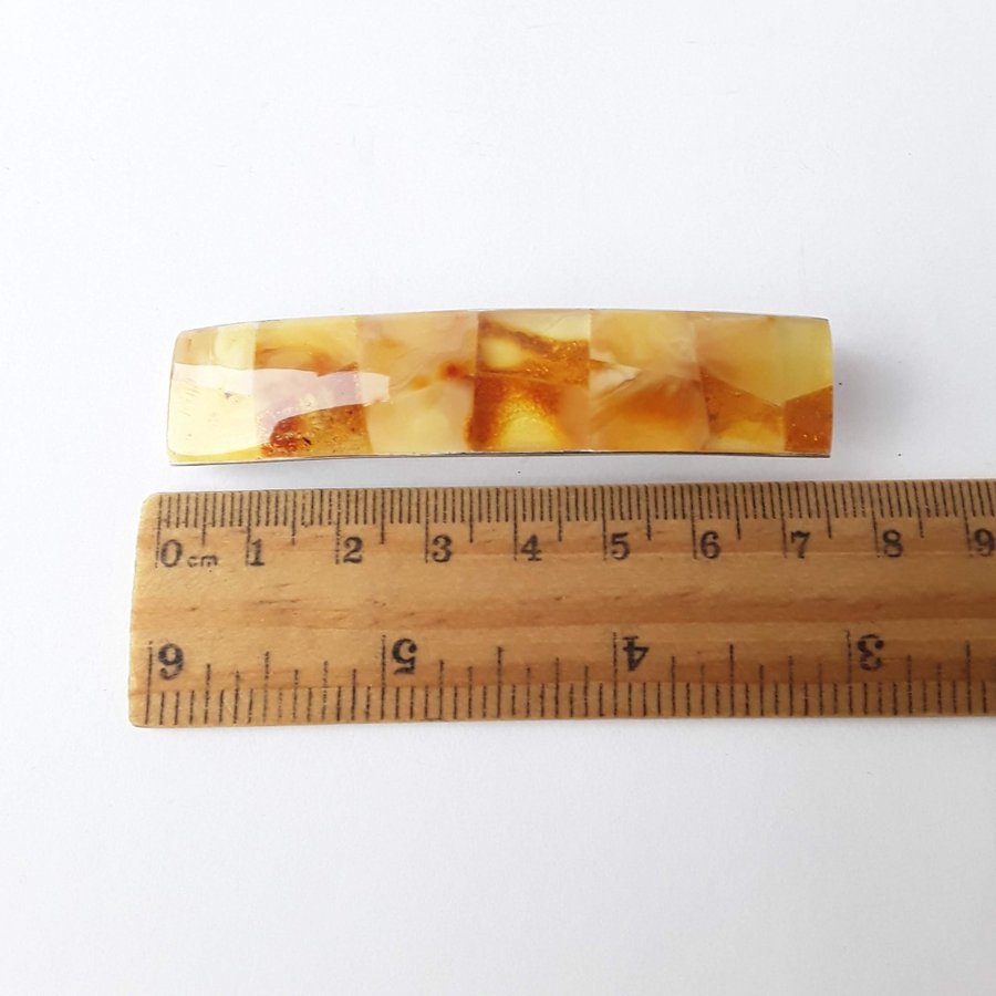 Baltic amber hair clip Metal long hair barette decorated with gem amber hair pin