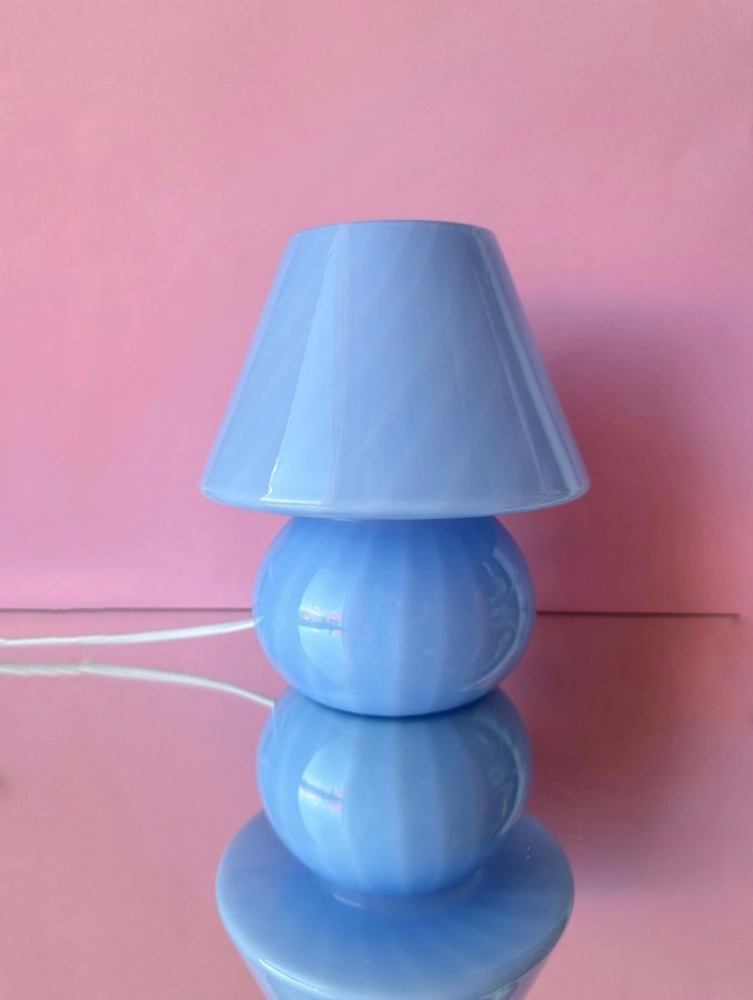 Blå Murano Mushroom lampe med Swirl