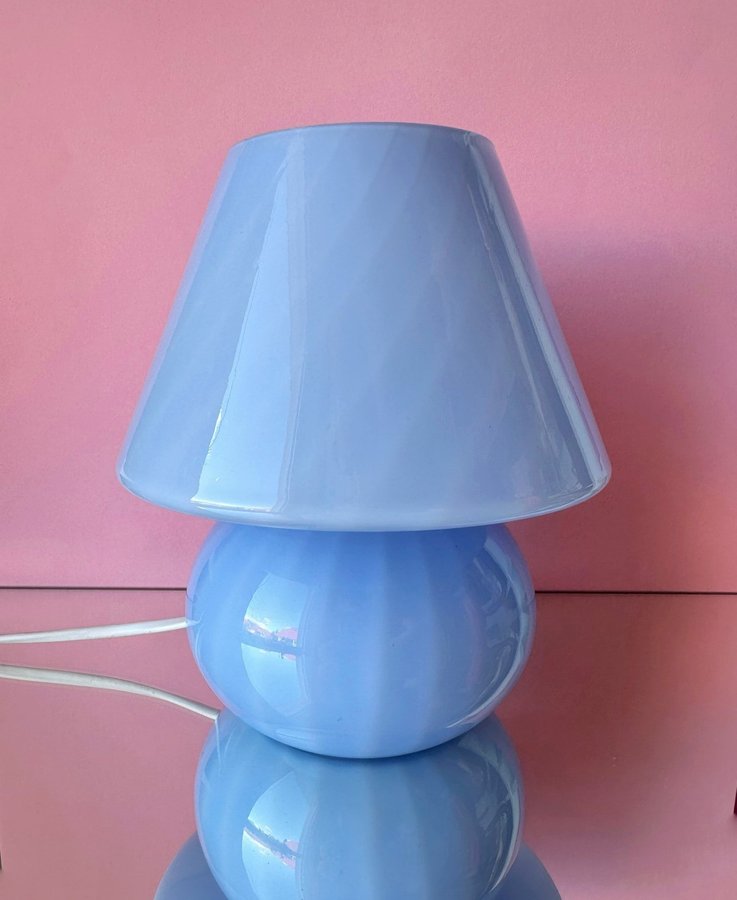 Blå Murano Mushroom lampe med Swirl