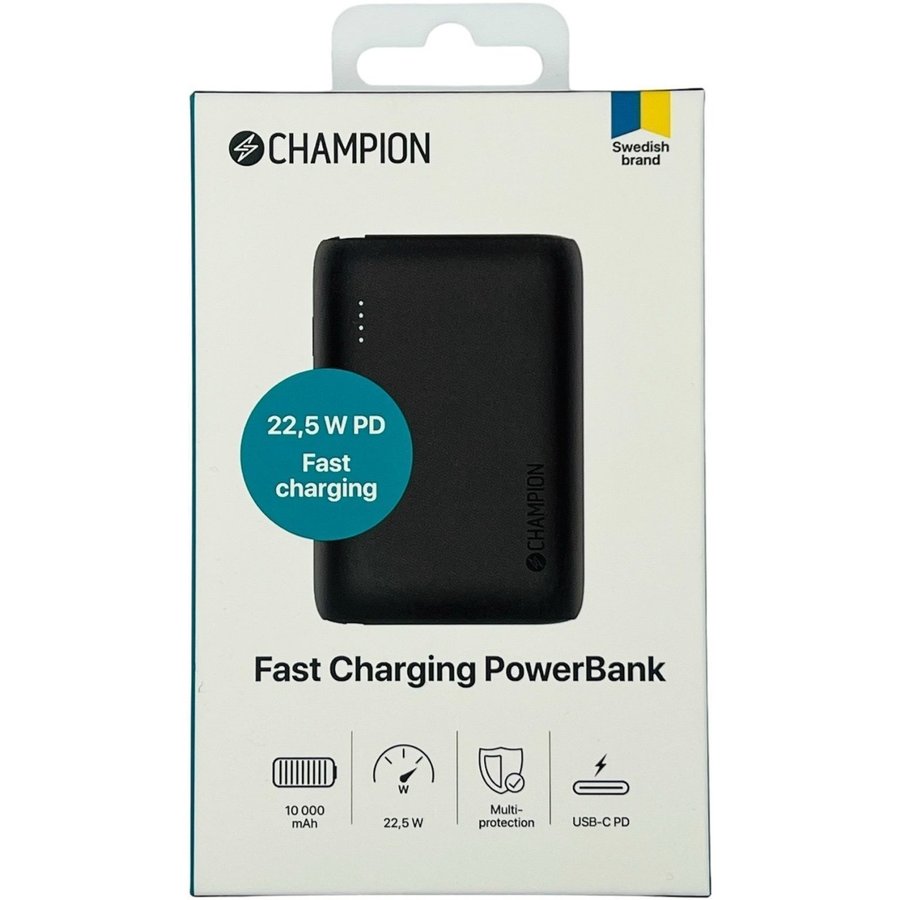 225W PD 10000 mAh Snabbladdnings Powerbank från Champion