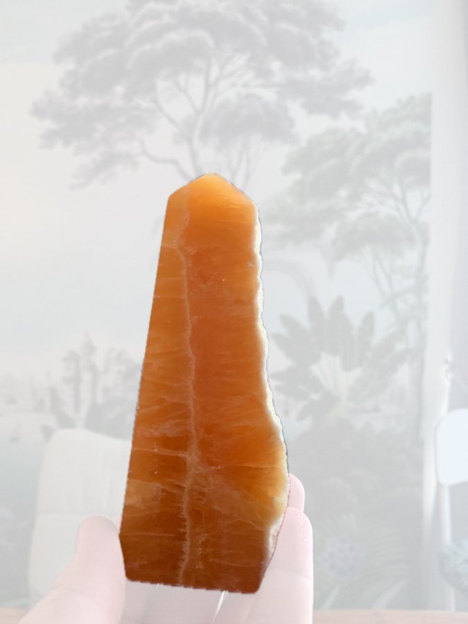 Gul orange kalcit torn naturlig kristall
